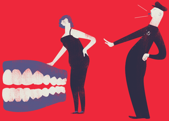 Women with false teeth